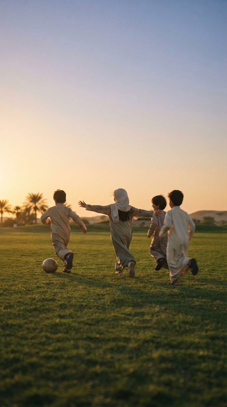 أطفال يركضون ويضحكون